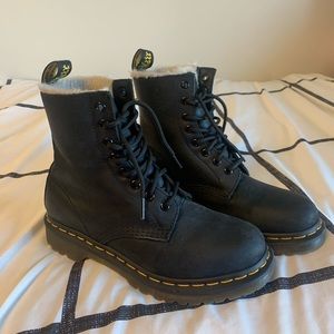 Fur-lined Black Dr. Martens